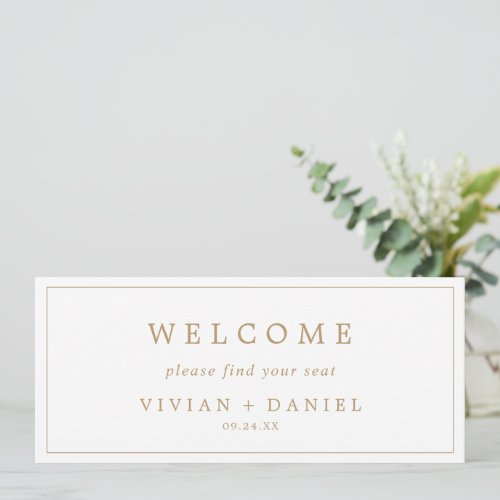 Minimalist Gold Font Hanging Seating Chart Header