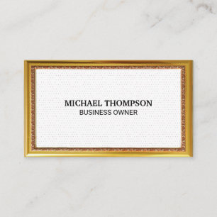 Minimalist Gold Frame Polka Dots Business Card