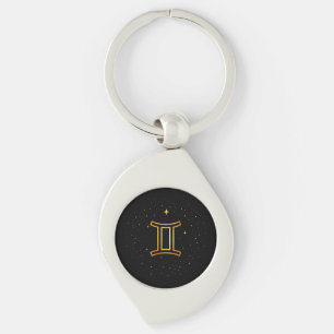 Minimalist Gold Gemini Zodiac Keychain