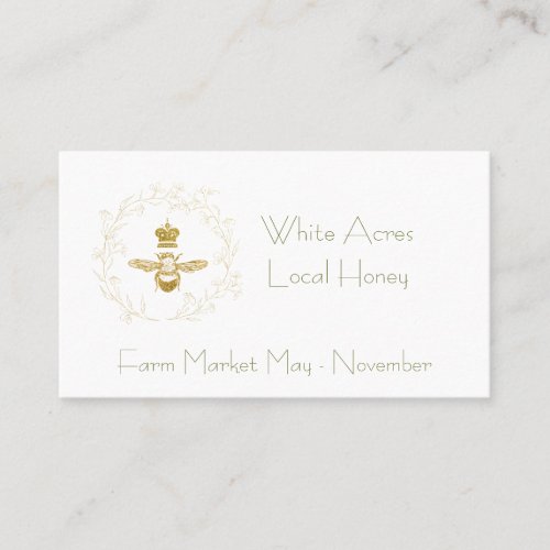Minimalist Gold_Glitter Bee and Crown Business Card