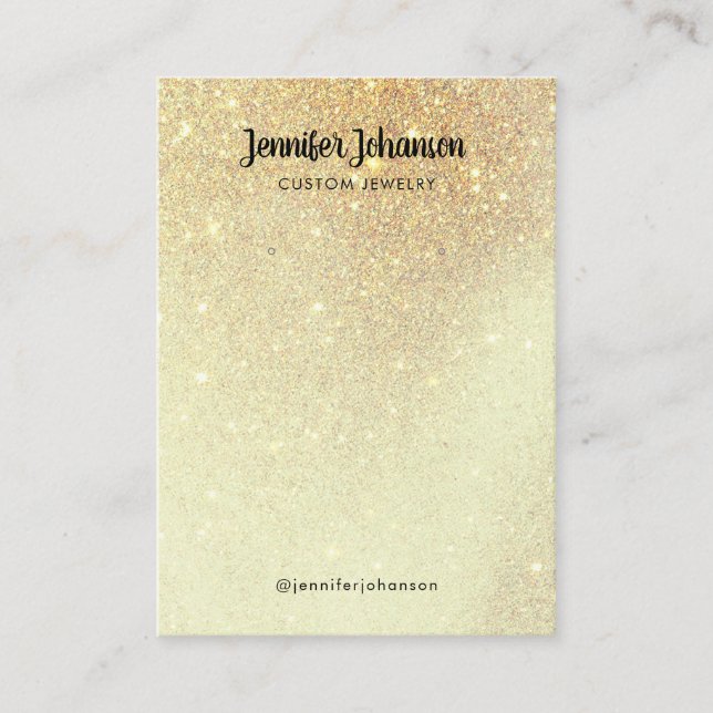  Minimalist gold glitter jewelry holder earrings Business Card (Front)