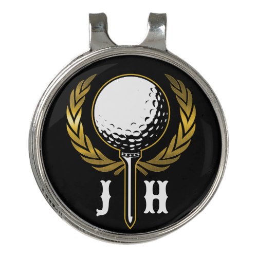 Minimalist Gold Golf Monogram Design Golf Hat Clip