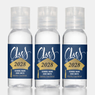 Minimalist Gold Grad Cap Stylish Script Graduation Hand Sanitizer
