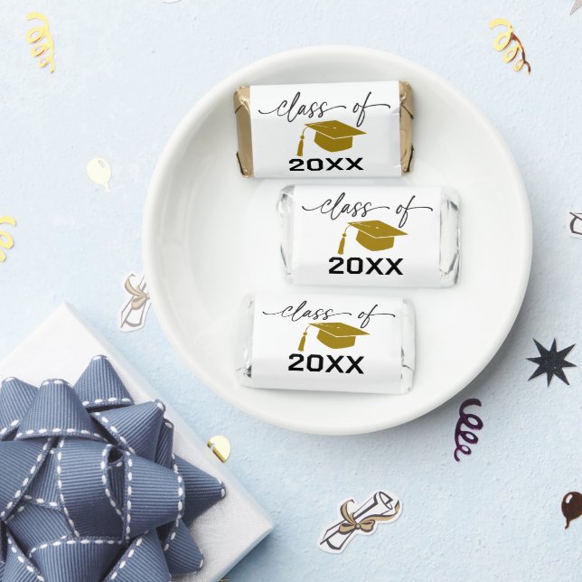 Minimalist Gold Graduation Hat Class of 20XX Hershey's Miniatures (Party)