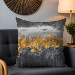 Minimalist Gold Gray Abstract Brushstrokes Modern Throw Pillow<br><div class="desc">Minimalist Gold Gray Abstract Brushstrokes Modern Throw Pillow Cushion features a stylish gray abstract brushstrokes with golden textured pattern. Perfect for your home or as a gift. Designed by ©Evco Studio www.zazzle.com/store/evcostudio</div>