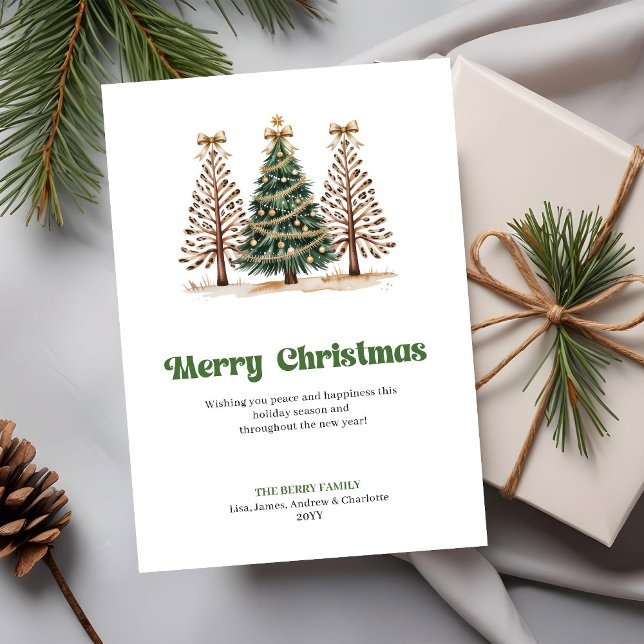 Minimalist Gold Green Leopard Christmas Tree Card (Minimalist Gold Green Leopard Christmas Tree Greeting)