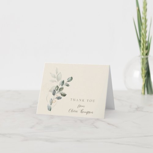 Minimalist Gold Greenery Baby Shower Thank You Card