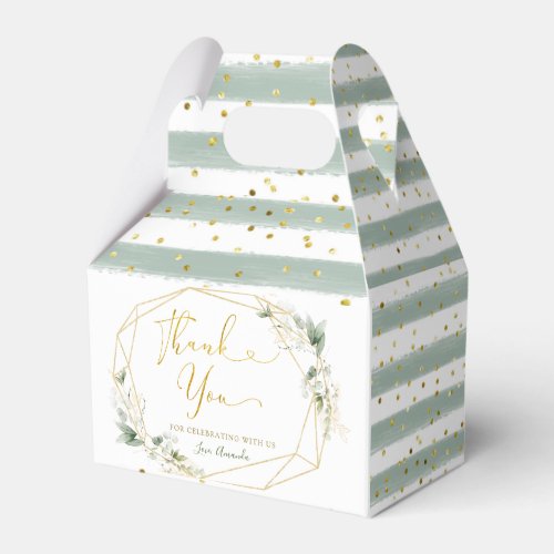 Minimalist Gold Greenery Geometric Baby in Bloom Favor Boxes