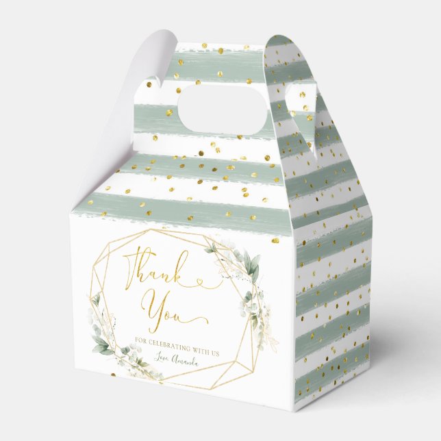 Minimalist Gold Greenery Geometric Baby in Bloom Favor Boxes (Front Side)