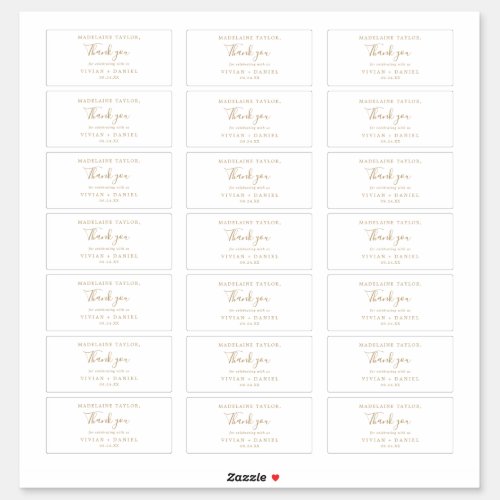 Minimalist Gold Guest Name Wedding Favor Stickers