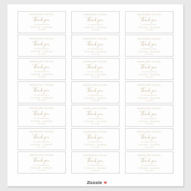 Minimalist Gold Guest Name Wedding Favor Stickers (Sheet)