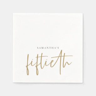 Minimalist Gold Handwriting Style Name Fiftieth Napkins