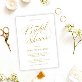 Minimalist Gold Handwritten Script Bridal Shower Invitation