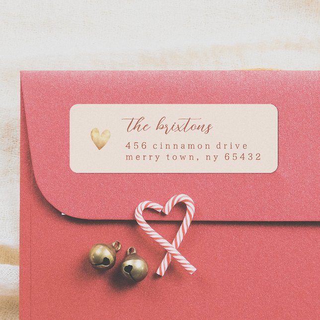 Minimalist Gold Heart Cream Calligraphy Label (Creator Uploaded)