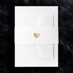 Minimalist Gold Heart Modern Wedding Invitation Belly Band