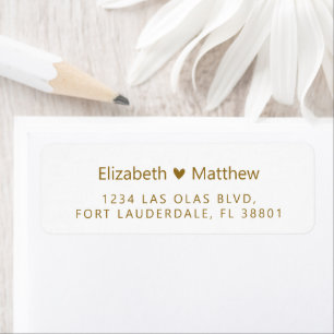 Minimalist Gold Heart Wedding Return Address Label