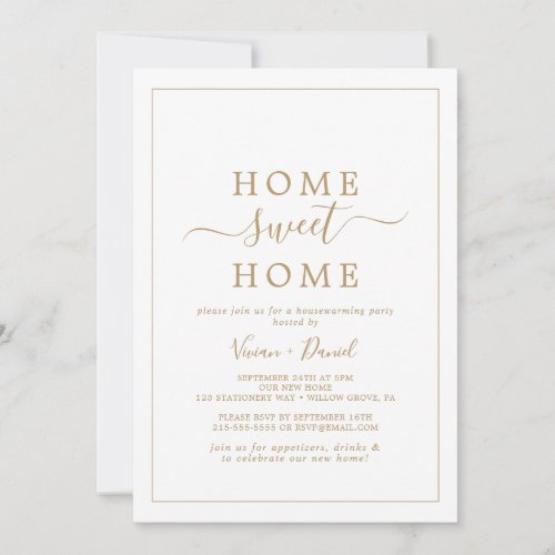 Minimalist Gold Home Sweet Home Housewarming Party Invitation