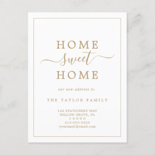Minimalist Gold Home Sweet Home Moving Announcement Postcard