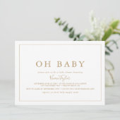 Minimalist Gold Horizontal Oh Baby Baby Shower Invitation (Standing Front)