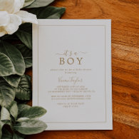 Minimalist Gold It's A Boy Baby Shower Invitation