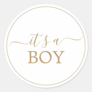 Minimalist Gold It's A Boy Sticker