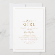 Minimalist Gold It's A Girl Baby Shower Invitation