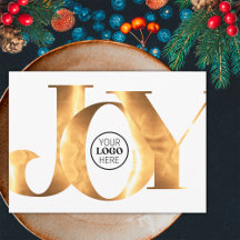 Minimalist Gold Joy Business Logo Happy Holidays