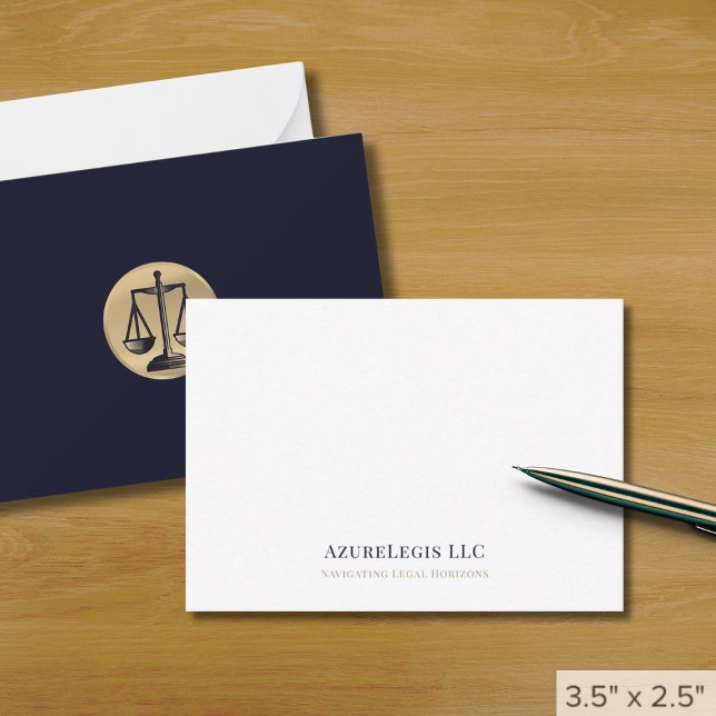 Minimalist Gold Justice Scale Legal Note Card (Creator Uploaded)