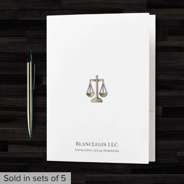 Minimalist Gold Justice Scale Legal Pocket Folder (Creator Uploaded)