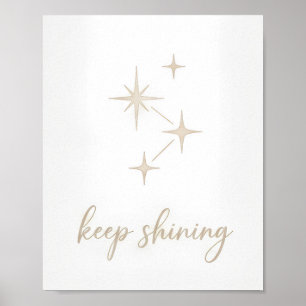 Minimalist Gold "Keep Shining" Star Constellation  Poster
