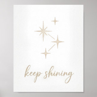 Minimalist Gold "Keep Shining" Star Constellation  Poster