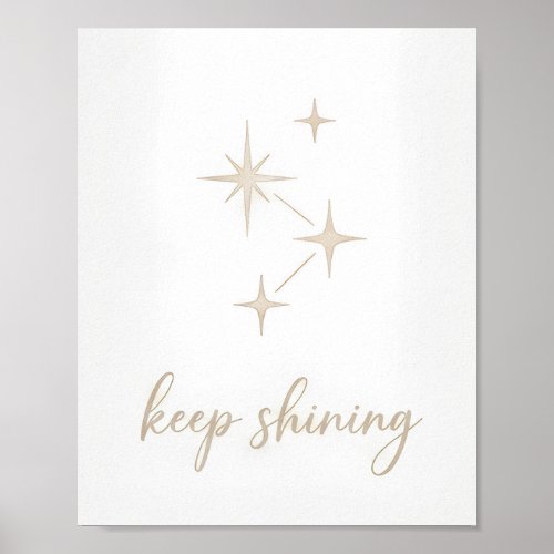 Minimalist Gold "Keep Shining" Star Constellation Poster
