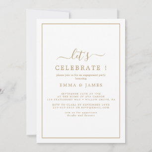 Minimalist Gold "Let's Celebrate" Invitation