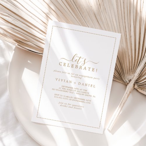 Minimalist Gold Lets Celebrate Invitation