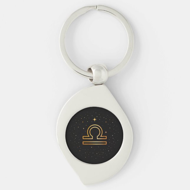 Minimalist Gold Libra Zodiac Keychain (Front)