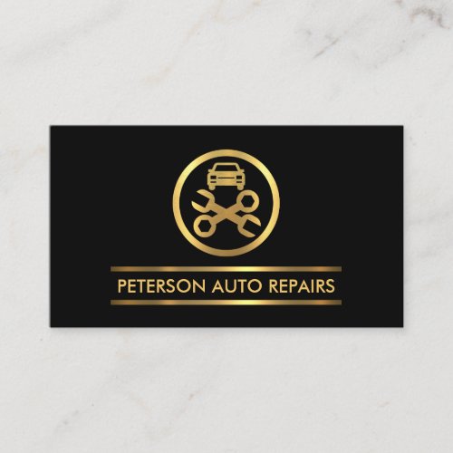 Minimalist Gold Line Auto Repair Garage Business Card