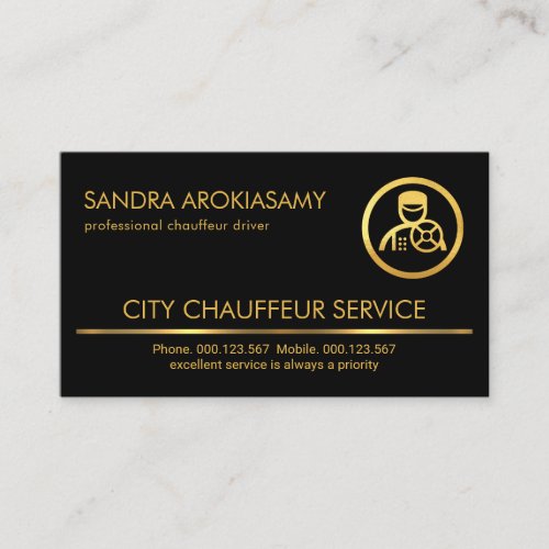 Minimalist Gold Line Chauffeur Driving Business Card