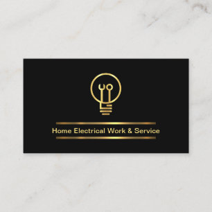Minimalist Gold Line Creative Light Bulb Business Card