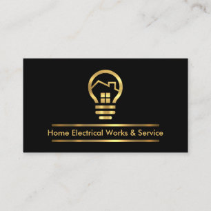Minimalist Gold Line Electric Bulb Business Card