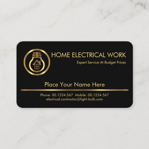 Minimalist Gold Line Electrical Service Business Card