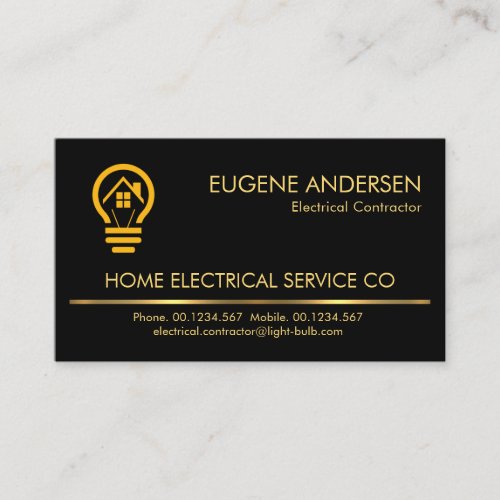 Minimalist Gold Line Electrical Service Business Card