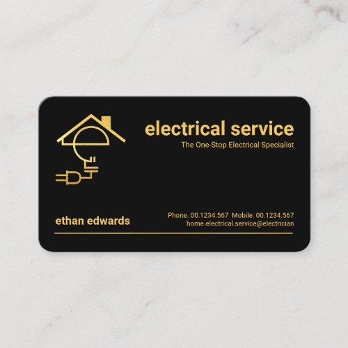 Minimalist Gold Line Electrician Business Card