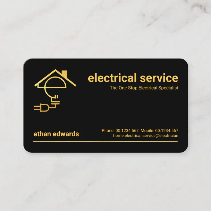 Minimalist Gold Line Electrician Business Card | Zazzle