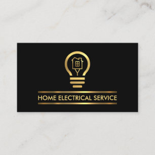 Minimalist Gold Line Electrician Service Business Card