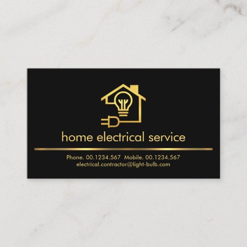 Minimalist Gold Line Electrician Service Business Card