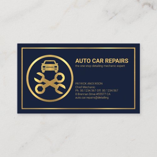 Minimalist Gold Line Frame Auto Care Business Card