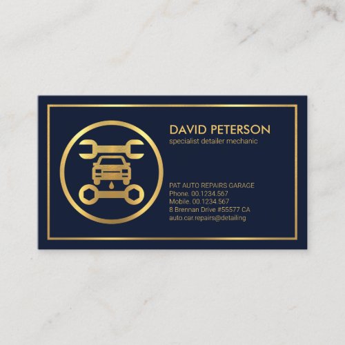 Minimalist Gold Line Frame Car Care Business Card