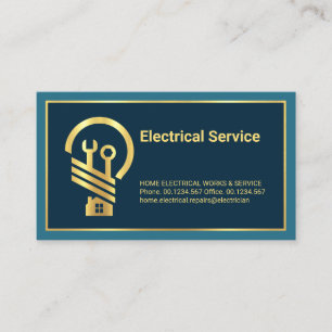 Minimalist Gold Line Frame Electrical Repair Business Card
