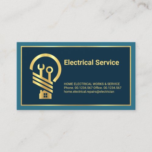 Minimalist Gold Line Frame Electrical Repair Business Card