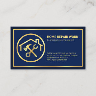 Minimalist Gold Line Frame Home Renovation Business Card